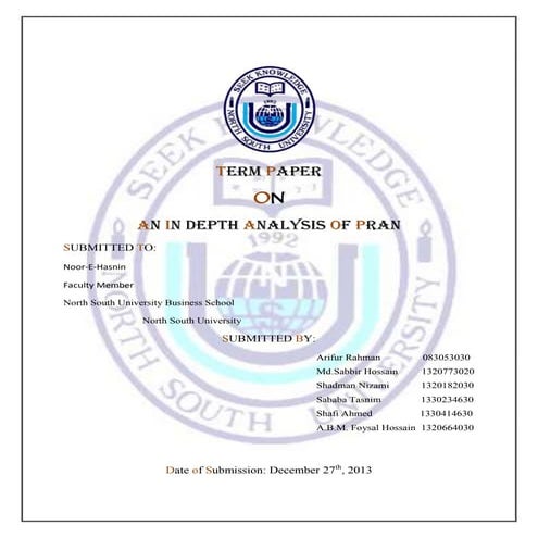 Term paper on pran