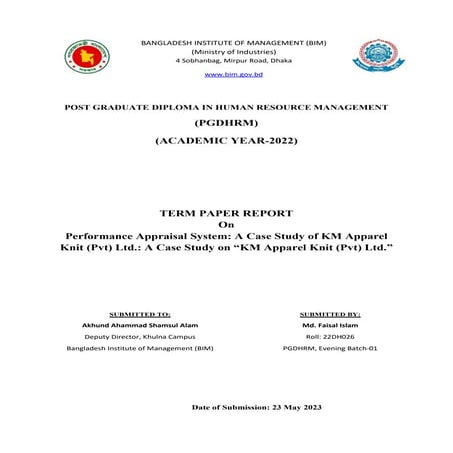 Performance Appraisal System: A Case Study on “KM Apparel Knit (Pvt) Ltd, A C...