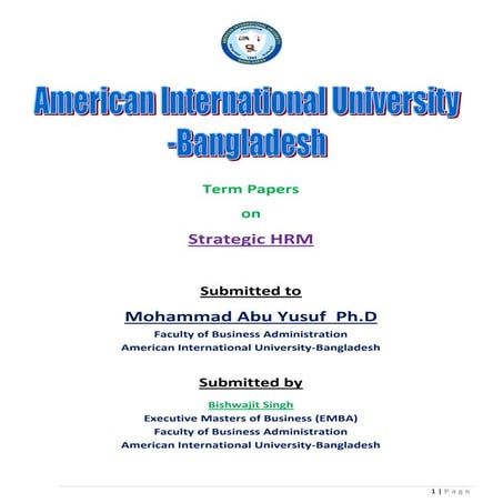 Term paper on Strategic HRM presented by Bishwajit Singh