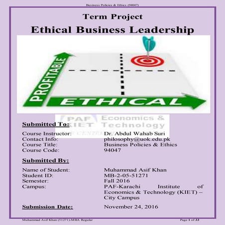Ethical Business Leadership