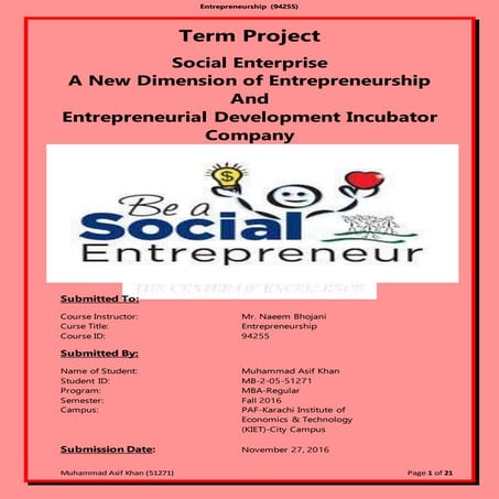 Social Eterprise- A New Dimension of Entrepreneurship