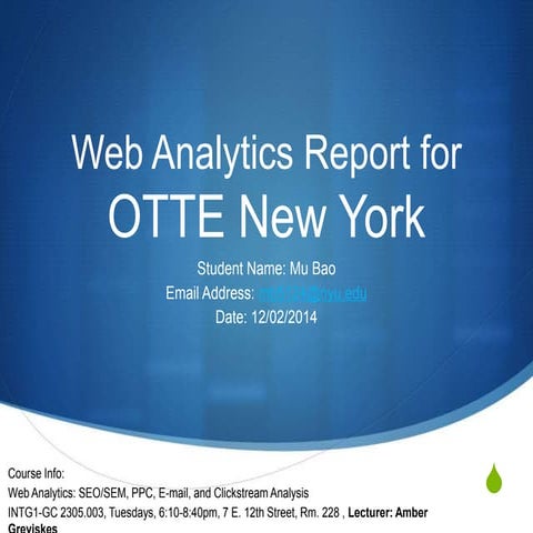 Digital Marketing Analytics of the Fashion Distributor OTTE New York