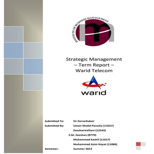 Term Report on Warid Telecom for Strategic Management
