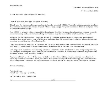 Terms and conditions of informal agreement