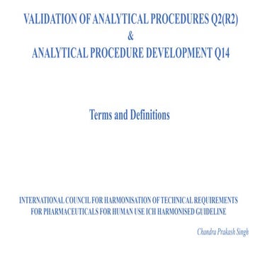VALIDATION OF ANALYTICAL PROCEDURES Q2(R2) and Q14 - Terms and Definitions