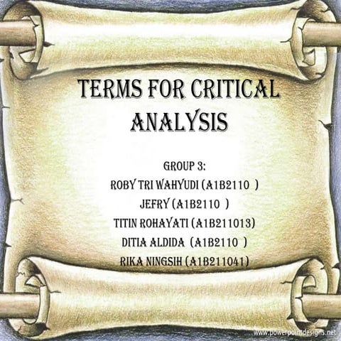 Terms for critical analysis