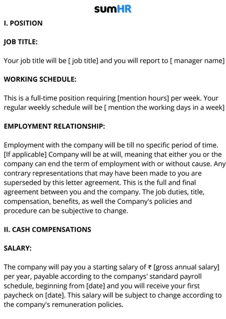 Terms of employment for HR Managers