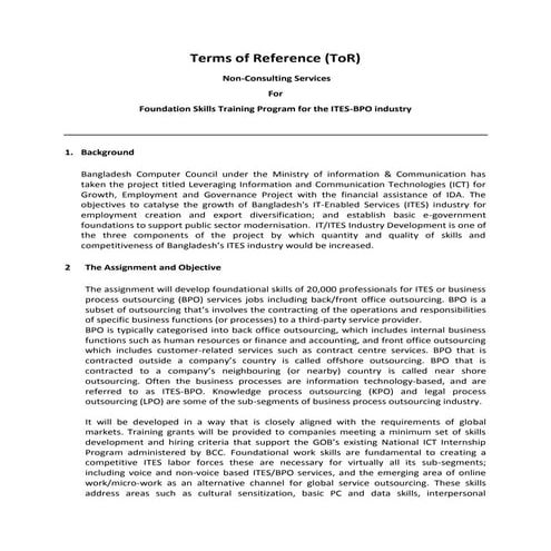 Terms of reference draft 1st