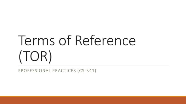 Terms of reference in Professional Practices