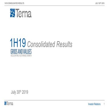 1H 2019 Consolidated Results Presentation