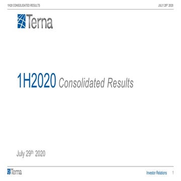 1H 2020 Consolidated Results Presentation