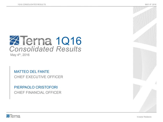  1Q 2016 Consolidated Results (May ...