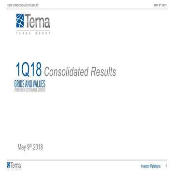 1Q 2018 Consolidated Results Presentation