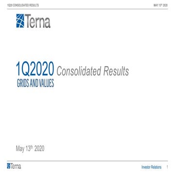  1Q 2020 Terna Consolidated Results Presentation