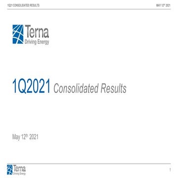 Terna - 1Q 2021 Consolidated Results