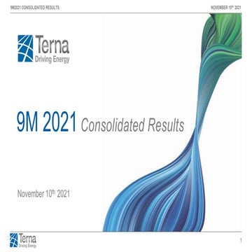 Terna - 9M 2021 Consolidated Results Presentation