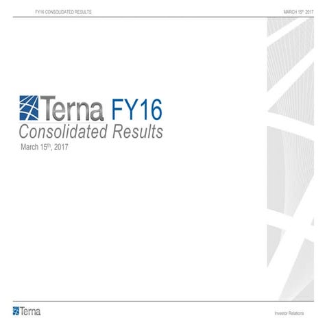 Terna FY 2016 Consolidated Results