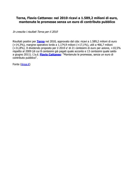 Flavio Cattaneo: In crescita i risu...