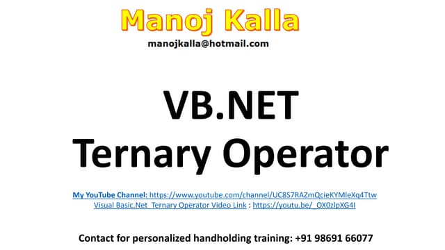 Ternary operator in vb.net | ternary operator example vb.net | how to write t...
