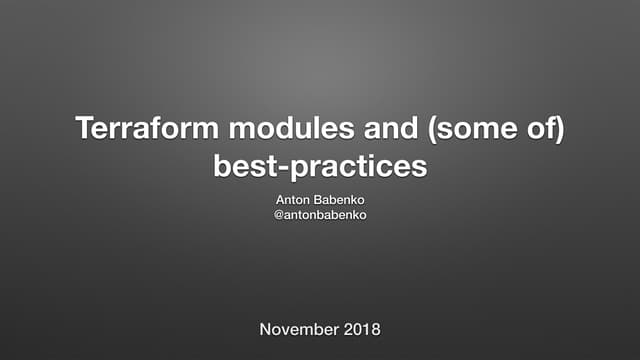 Terraform modules and (some of) best practices