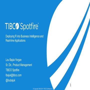 TERR in BI and Real Time applications