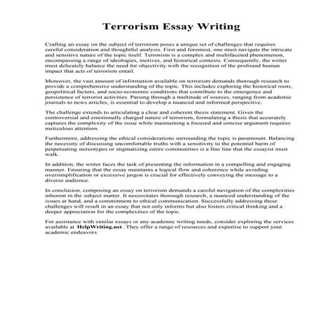 Terrorism Essay Writing. Marshall University | PDF