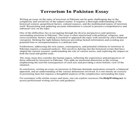 Terrorism In Pakistan Essay. SAE Institute