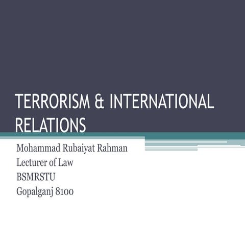 Terrorism and International Relations