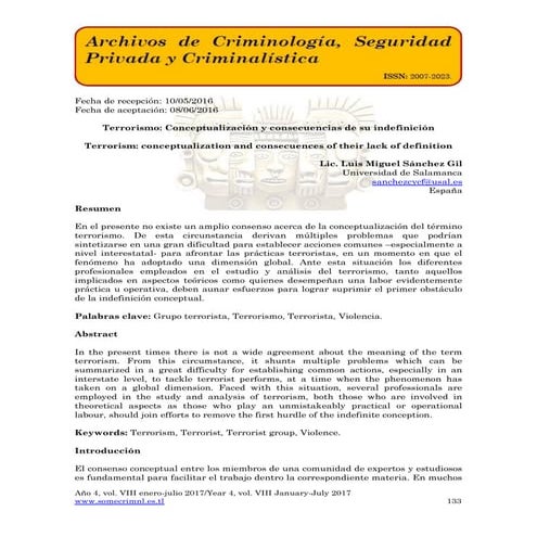 Terrorismo: Conceptualización y consecuencias de su indefinición