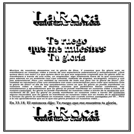 Te ruego que me muestres tu gloria