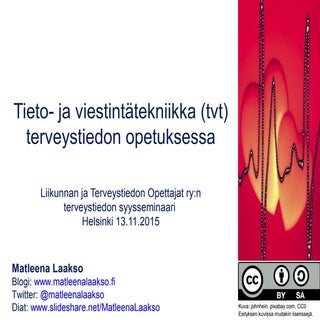 Tvt terveystiedon opetuksessa 13.11.15