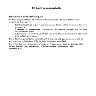 Terxt argumentatiu. característiques.