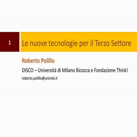 Le nuove tecnologie per il Terzo Settore