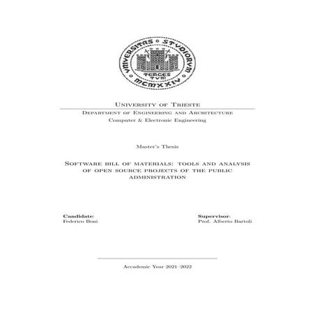 Software bill of materials: strumenti e analisi di progetti open source dell’...