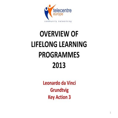 Peter Palvolgyi: "Overview of Life Long Learning Programmes 2013"