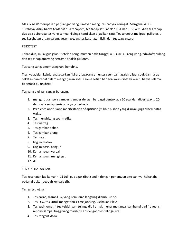 Tes Tahap Dua Atkp Surabaya
