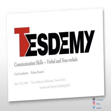 Communication Skills (1) Verbal and Nonverbal Communications