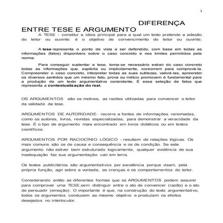 Tese e argumento | DOCX