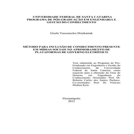 Métodos para inclusão de conhecimento presente nas mídias sociais no aprimoramento de plataformas de governo eletrônico