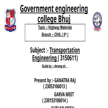 Transportation engineering highway component