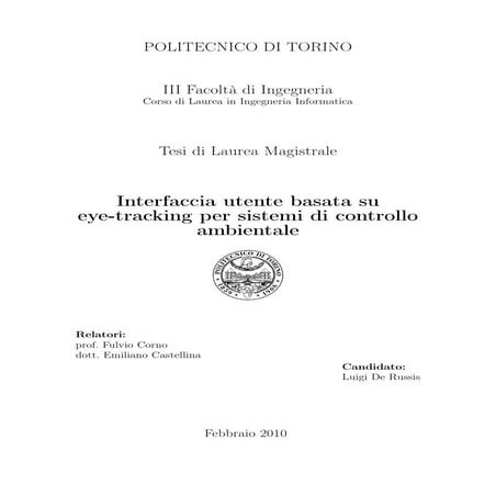 Interfaccia utente basata su eye-tracking per sistemi di controllo ambientale