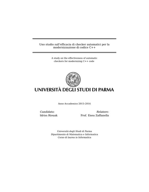 Uno studio sull'efficacia di checker automatici per la modernizzazione di cod...