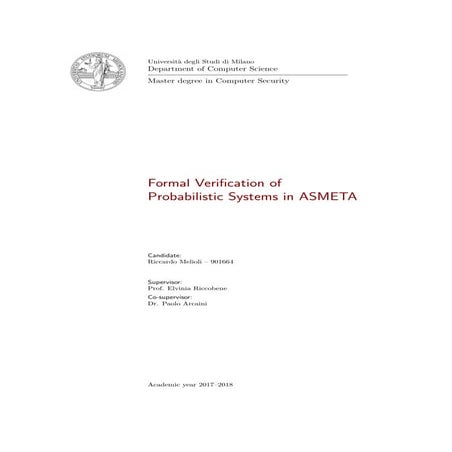 Formal Verification of Probabilistic Systems in ASMETA