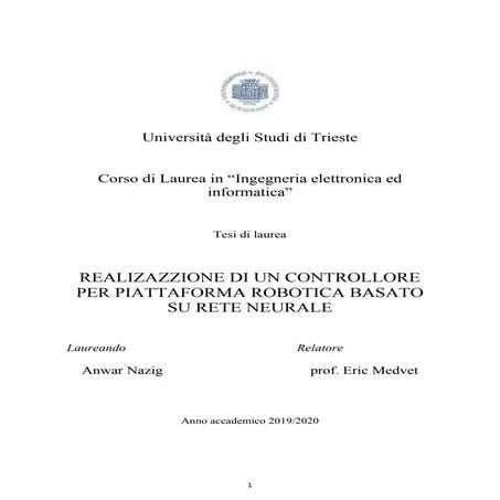 Realizzazione di un controllore basato su piattaforma robotica Thymio 2.