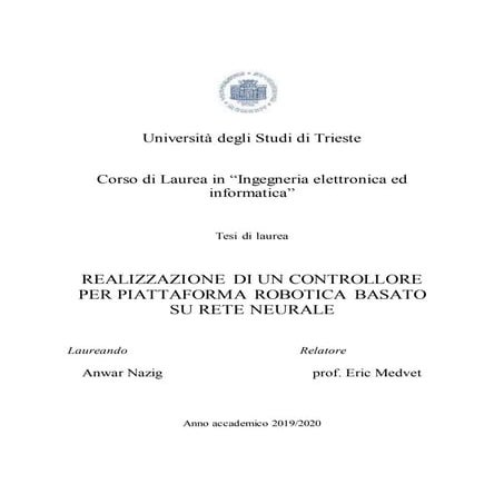 Realizzazione di un controllore basato su piattaforma robotica Thymio 2.