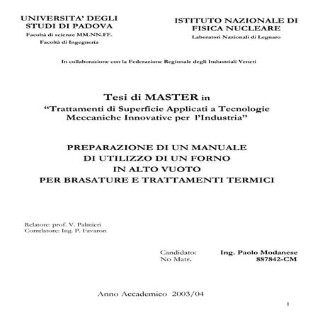 Tesi master Paolo Modanese