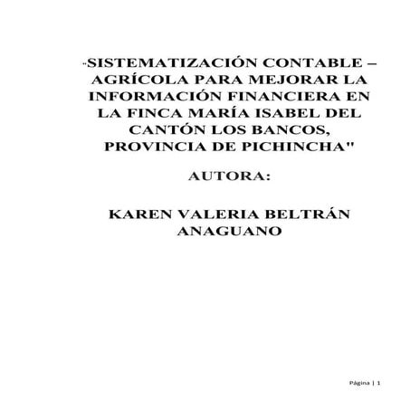 SISTEMATIZACIÓN CONTABLE – AGRÍCOLA PARA MEJORAR LA INFORMACIÓN FINANCIERA EN...