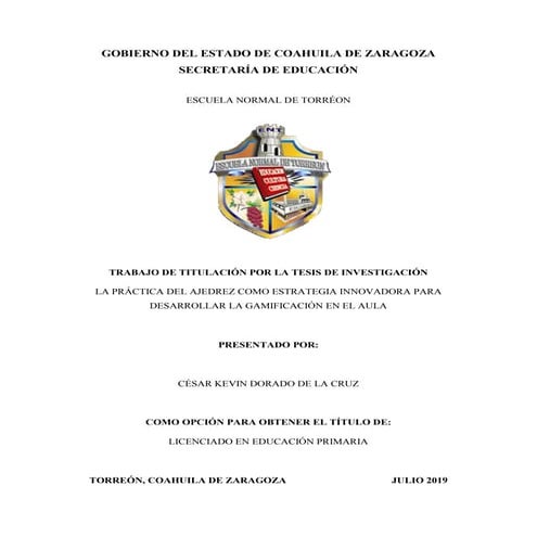 La práctica del ajedrez como estrategia innovadora para desarrollar la gamifi...