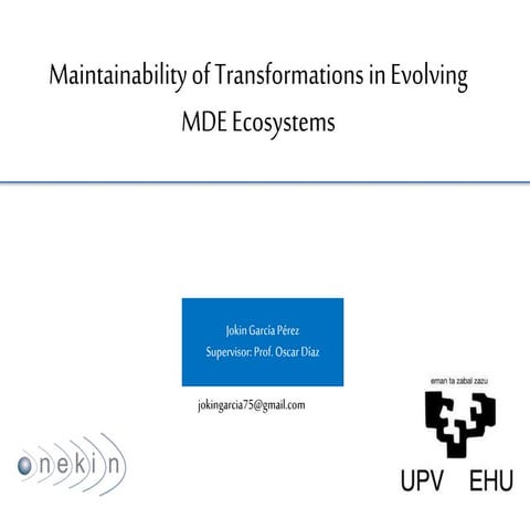 PhD Maintainability of transformations in evolving MDE ecosystems