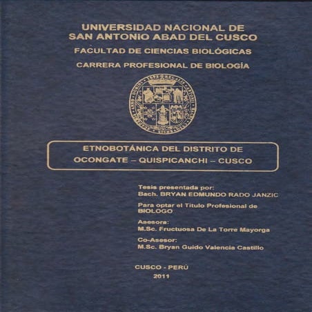 Etnobotánica del Distrito Ocongate - Quispicanchi - Cusco